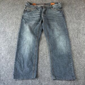 True Rebel 805 Straight Fit Mens Blue Denim Jeans 36x30 Medium Wash 4162 Hemmed